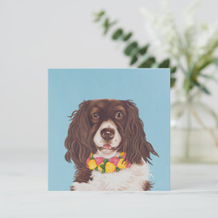 Engelse Springer met Lantana-halsband Feestdagenkaart