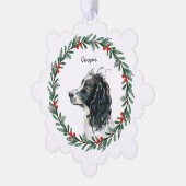 Engelse Springer Spaniel Aangepaste naam Kerstmis Ornament Kaart (Links)