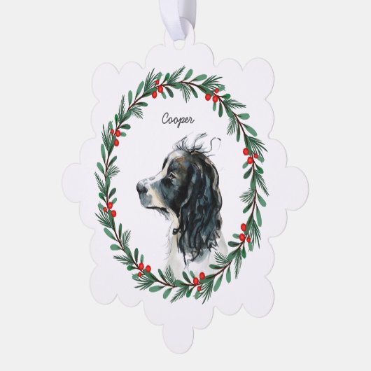 Engelse Springer Spaniel Aangepaste naam Kerstmis Ornament Kaart (Links)