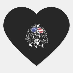 Engelse Springer Spaniel American Flag Dog Hart Sticker