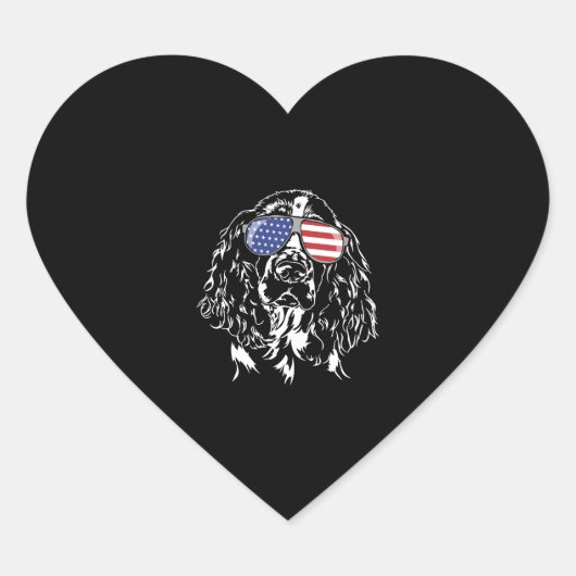 Engelse Springer Spaniel American Flag Dog Hart Sticker (Voorkant)