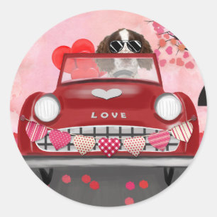 Engelse Springer Spaniel Auto Hartjes Valentijnsda Ronde Sticker