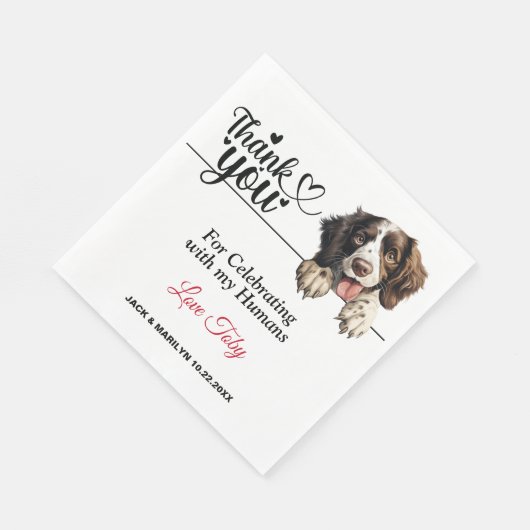 Engelse Springer Spaniel Bruiloft Dank u Servet (Hoek)