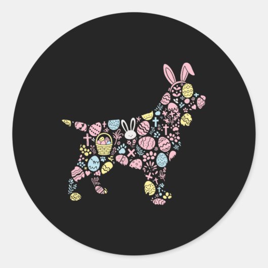Engelse Springer Spaniel Bunny Easter Egg Easter D Ronde Sticker (Voorkant)