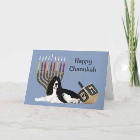 Engelse Springer Spaniel Chanoeka Kaart Menorah Dr (Voorkant)