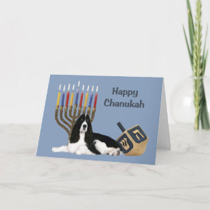 Engelse Springer Spaniel Chanukah Card Menorah Dre Feestdagen Kaart