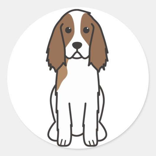 Engelse Springer Spaniel Dog Cartoon Ronde Sticker (Voorkant)