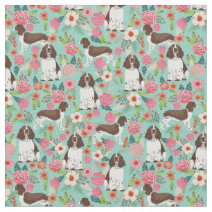 Engelse Springer Spaniel Dog Florals Stof