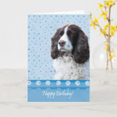 Engelse Springer Spaniel Dog Happy Birthday Kaart (Gele Bloem)