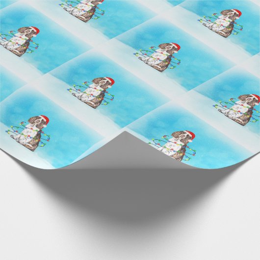 Engelse Springer Spaniel Dog In Sneeuw Kerst Pet Cadeaupapier (Hoek)