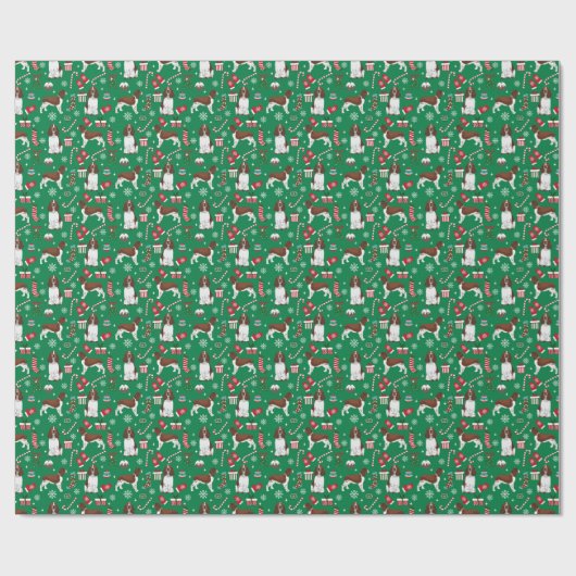Engelse Springer Spaniel dog kerstmis Cadeaupapier (Vlak)