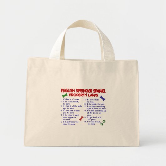 ENGELSE SPRINGER SPANIEL Eigendomwetten 2 Mini Tote Bag (Voorkant)