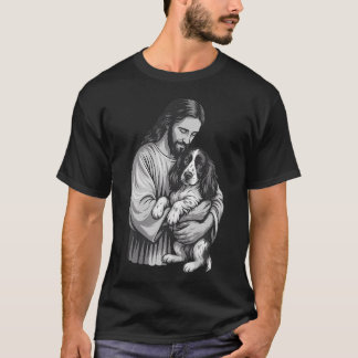 Engelse Springer Spaniel en Jezus Christelijk Gelo T-shirt