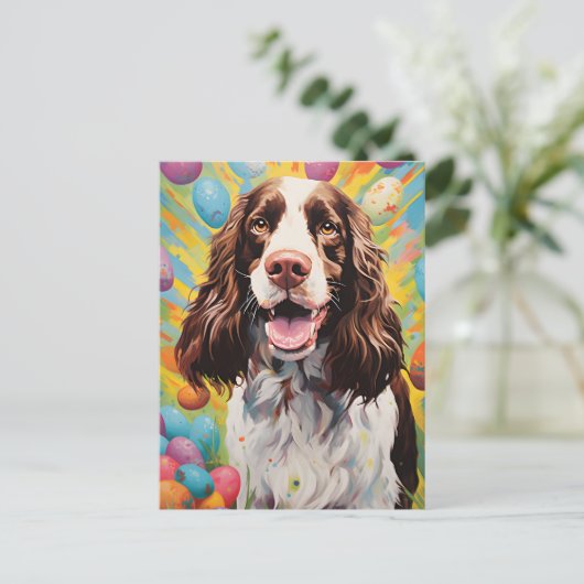 Engelse Springer Spaniel Gelukkig Pasen Briefkaart (Staand voorkant)