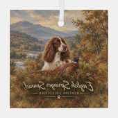 Engelse Springer Spaniel Glas Ornament (Achterkant)