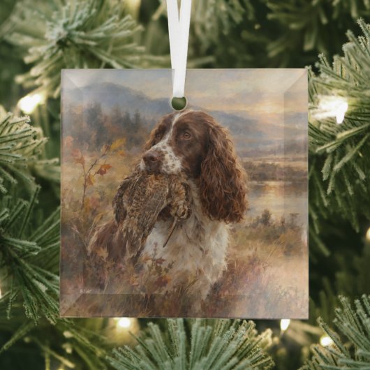 Engelse Springer Spaniel Glas Ornament (Insitu)