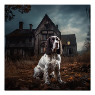 Engelse Springer Spaniel Halloween Griezelen Perfect Poster