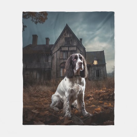 Engelse Springer Spaniel Halloween Scary Fleece Deken (Voorkant)