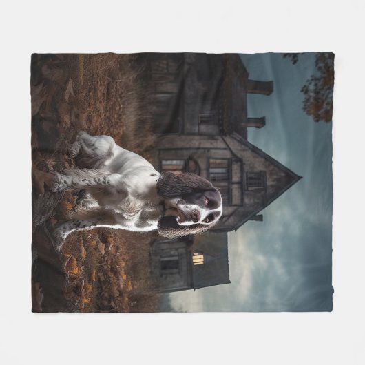 Engelse Springer Spaniel Halloween Scary Fleece Deken (Voorkant (Horizontaal))