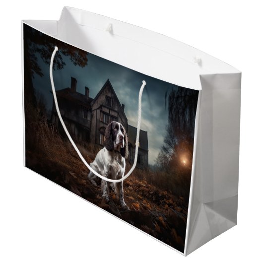Engelse Springer Spaniel Halloween Scary Groot Cadeauzakje (Achterkant Gekanteld)
