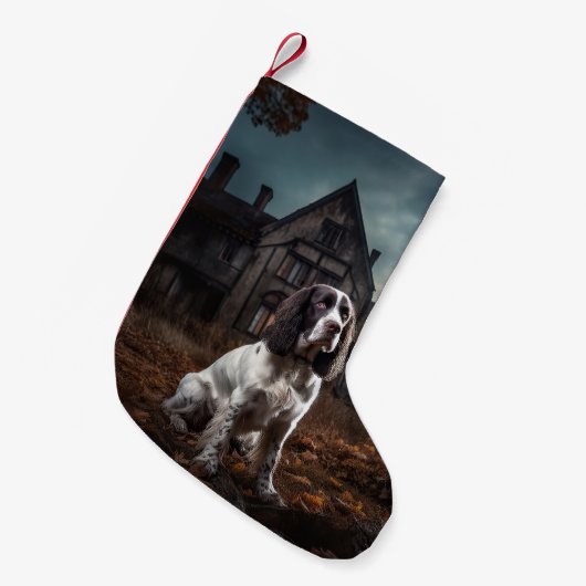 Engelse Springer Spaniel Halloween Scary Kleine Kerstsok (Voorkant (Hangend))