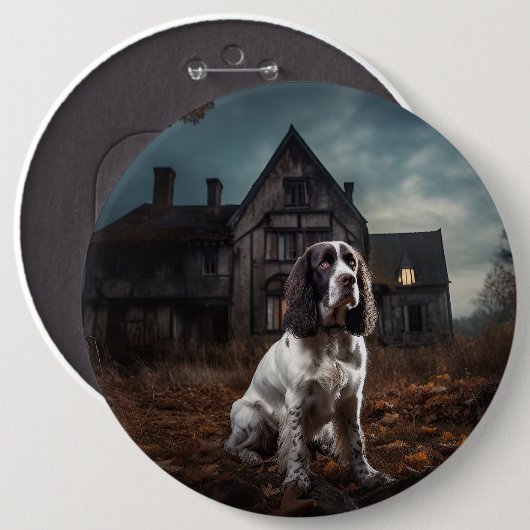 Engelse Springer Spaniel Halloween Scary Ronde Button 6,0 Cm (Voorkant /achterkant)