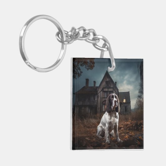 Engelse Springer Spaniel Halloween Scary Sleutelhanger (Voorkant Links)