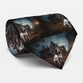 Engelse Springer Spaniel Halloween Scary Stropdas (Opgerold)