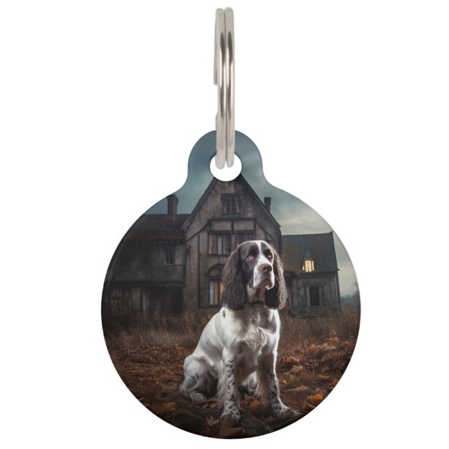Engelse Springer Spaniel Halloween Verschrikkelijk Huisdierpenning (Voorkant)