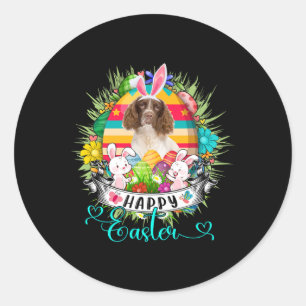 Engelse Springer Spaniel hond in paaseieren schets Ronde Sticker