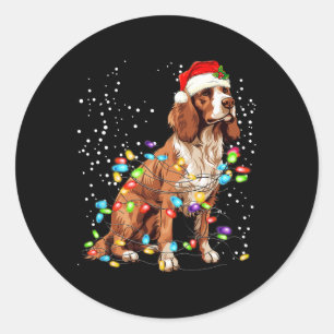 Engelse Springer Spaniel Hond Kerstverlichting Xma Ronde Sticker