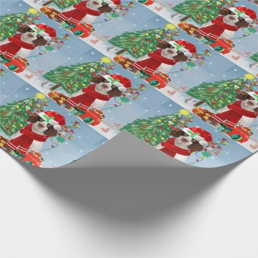 Engelse Springer Spaniel-hond met kerstcadeaus Cadeaupapier (Hoek)
