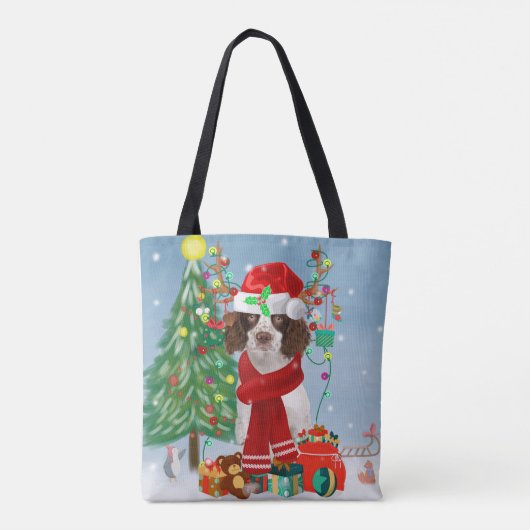 Engelse Springer Spaniel-hond met kerstcadeaus Draagtas (Achterkant)