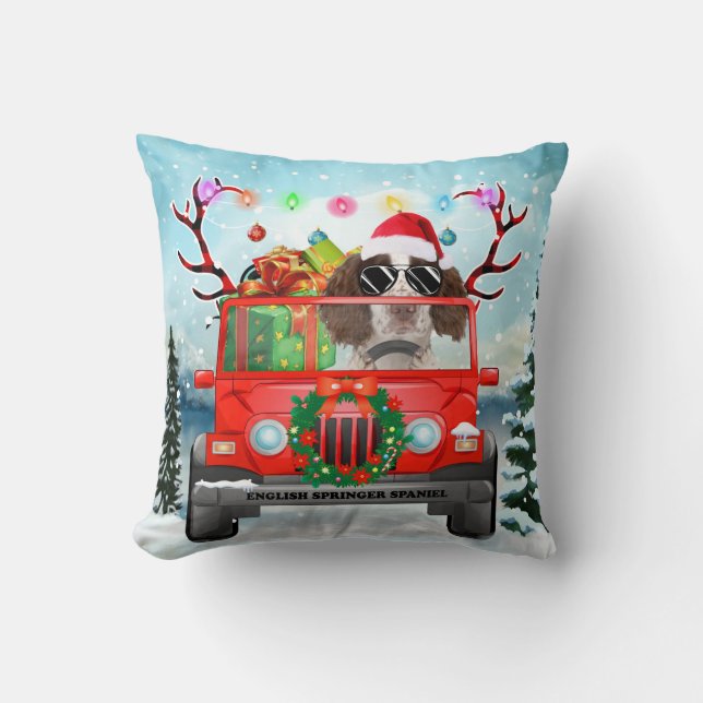Engelse Springer Spaniel-hond met kerstcadeaus Kussen (Voorkant)