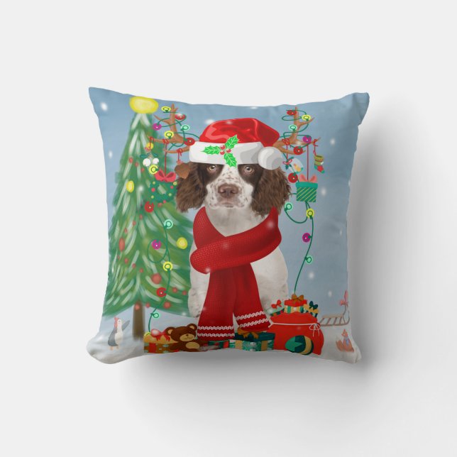 Engelse Springer Spaniel-hond met kerstcadeaus Kussen (Voorkant)