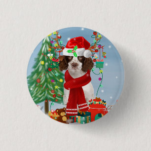 Engelse Springer Spaniel-hond met kerstcadeaus Ronde Button 3,2 Cm