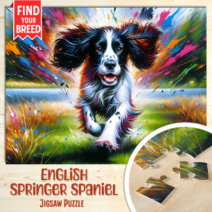Engelse Springer Spaniel Hondenportret Acryl Kunst Legpuzzel