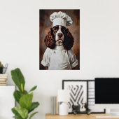 Engelse Springer Spaniel in Chefs Hoed Poster, Hui Poster (Thuiskantoor)