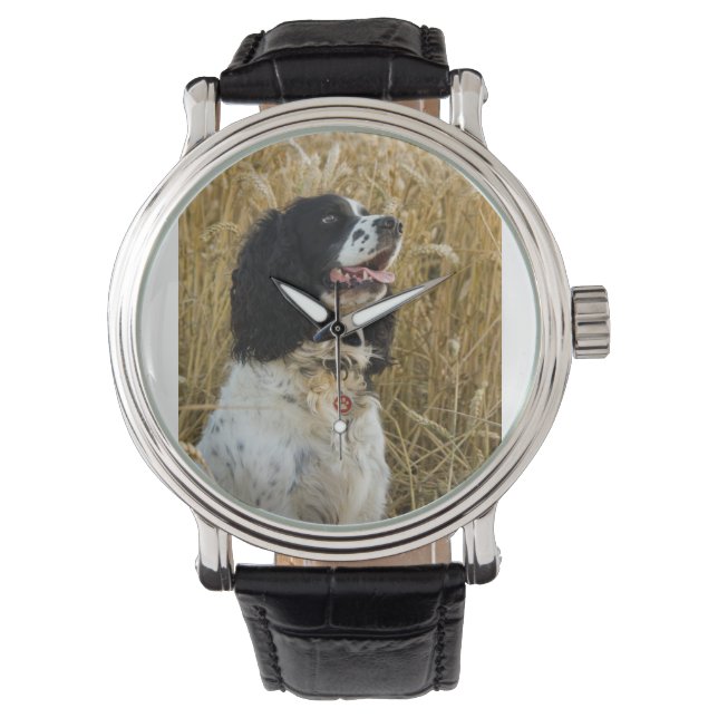 Engelse springer spaniël in tarwe.png horloge (Voorkant)