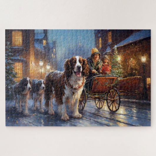 Engelse Springer Spaniel Kerst Feestelijke Periode Legpuzzel (Horizontaal)