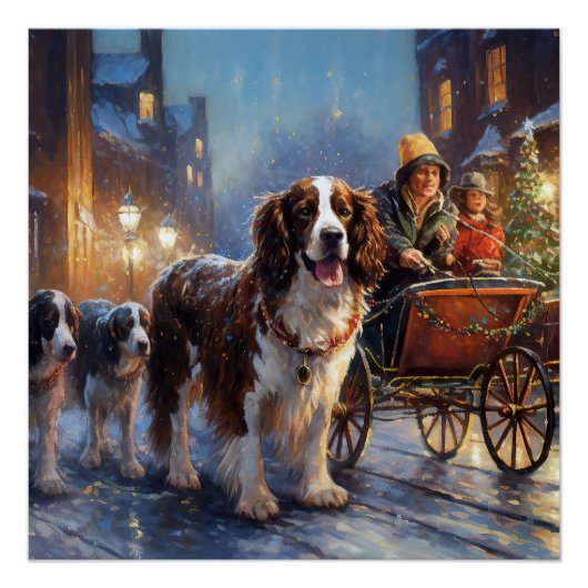 Engelse Springer Spaniel Kerst Feestelijke Periode Perfect Poster (Voorkant)