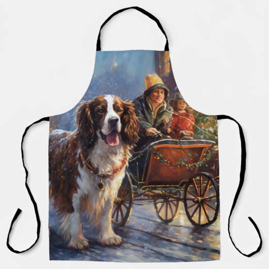 Engelse Springer Spaniel Kerst Feestelijke Periode Schort (Voorkant)