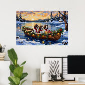Engelse Springer Spaniel Kerstboot Vakantie Poster (Thuiskantoor)