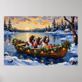 Engelse Springer Spaniel Kerstboot Vakantie Poster (Voorkant)