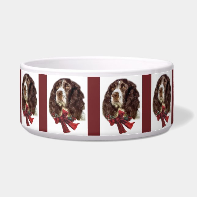 Engelse Springer Spaniel Kerstmis Voerbakje (Voorkant)