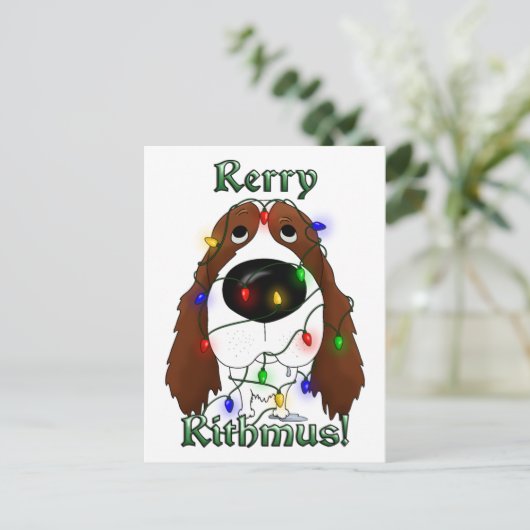 Engelse Springer Spaniel kerstverlichting Feestdagenkaart (Staand voorkant)