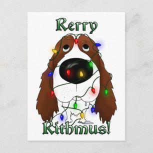 Engelse Springer Spaniel kerstverlichting Feestdagenkaart