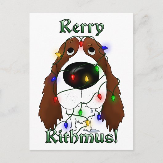Engelse Springer Spaniel kerstverlichting Feestdagenkaart (Voorkant)