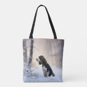 Engelse Springer Spaniel Laat het sneeuwen Kerstmi Draagtas (Achterkant)