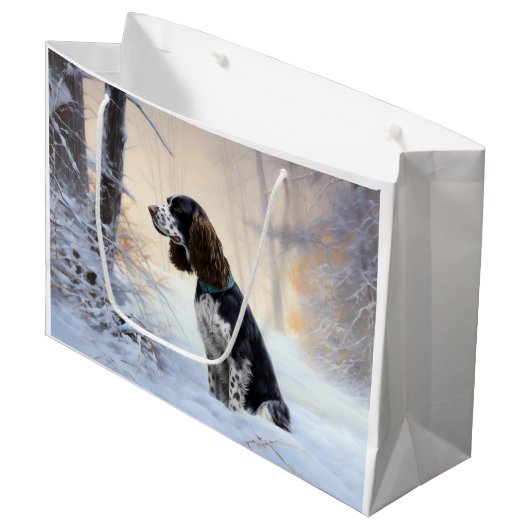 Engelse Springer Spaniel Laat het sneeuwen Kerstmi Groot Cadeauzakje (Voorkant Gekanteld)
